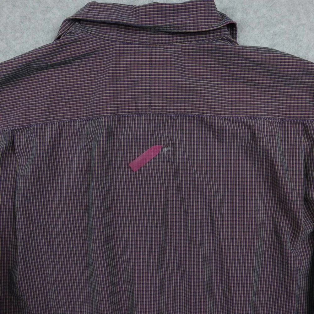 Banana Republic Shirt Mens Medium Pocket‎ Button Up Purple Plaid Long Sleeve